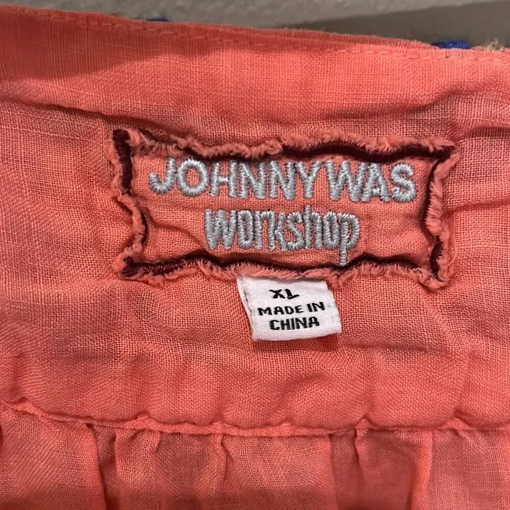 Johnny Was Aimee Puff Sleeve Peasant Top Shirt XL